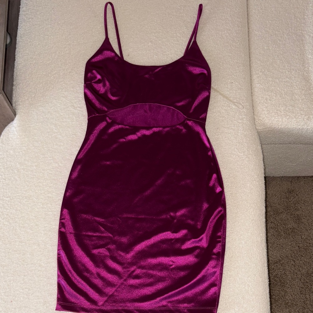 Sabora Fuchsia Satin Mini Dress